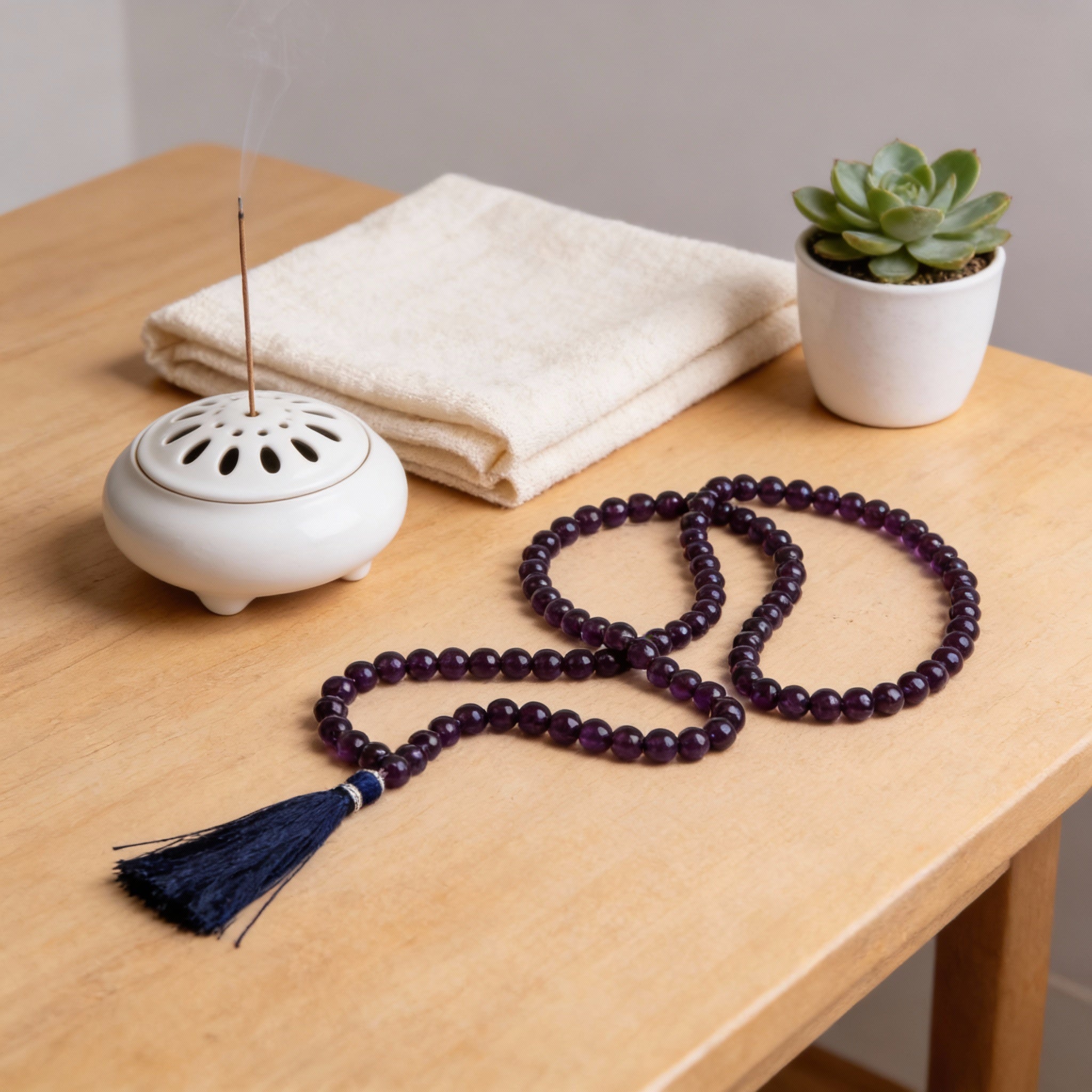Crystal Mala for Intuition & Spiritual Practices - Amethyst