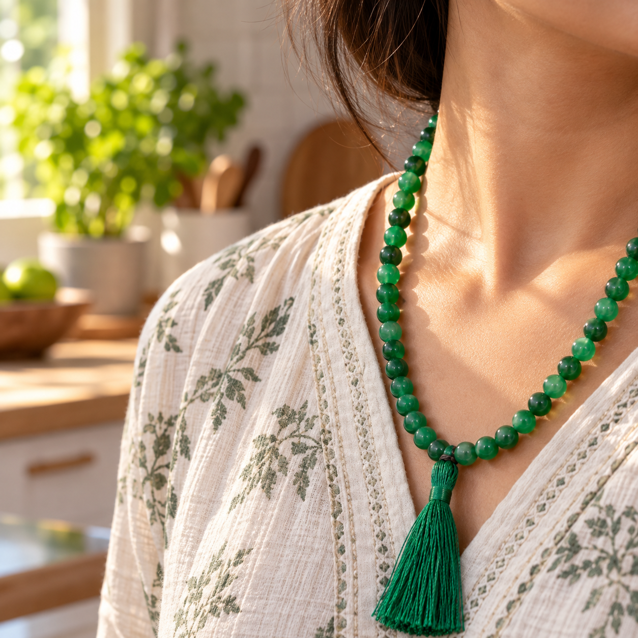 Green Jade Mala – Fortune & Serenity