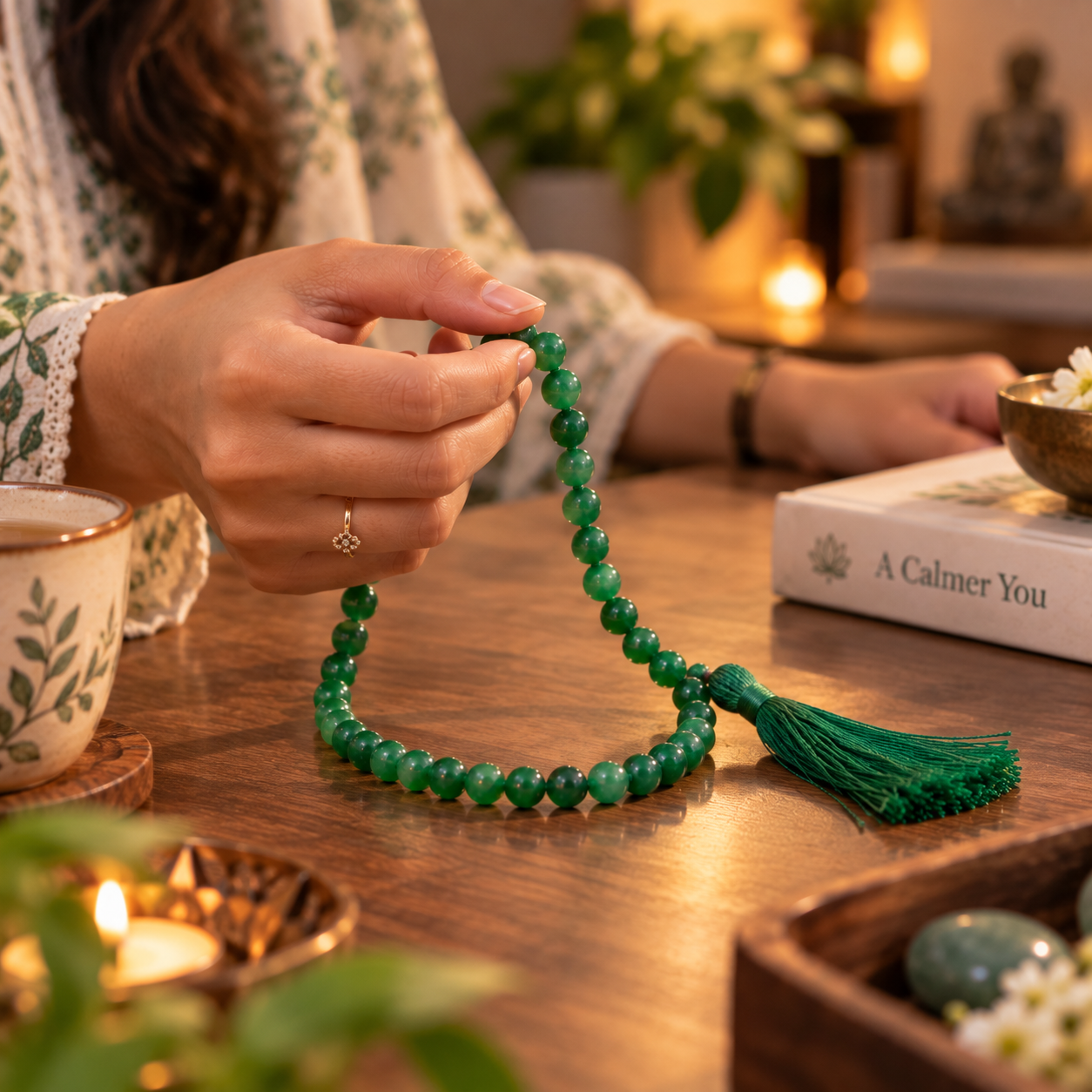 Green Jade Mala – Fortune & Serenity