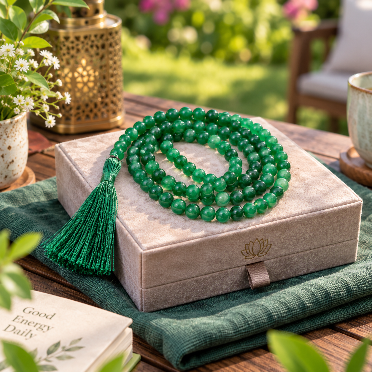 Green Jade Mala – Fortune & Serenity