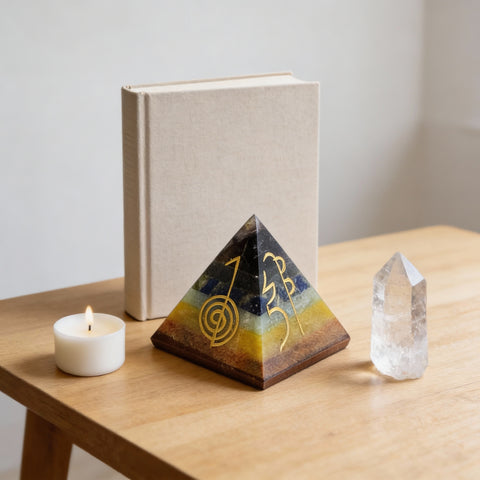 Crystal Pyramid with Reiki Symbols