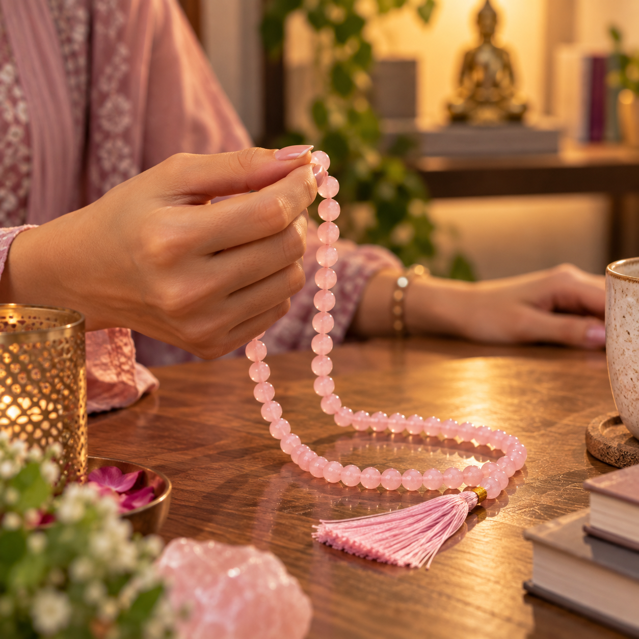 Rose Quartz Mala – Love & Harmony