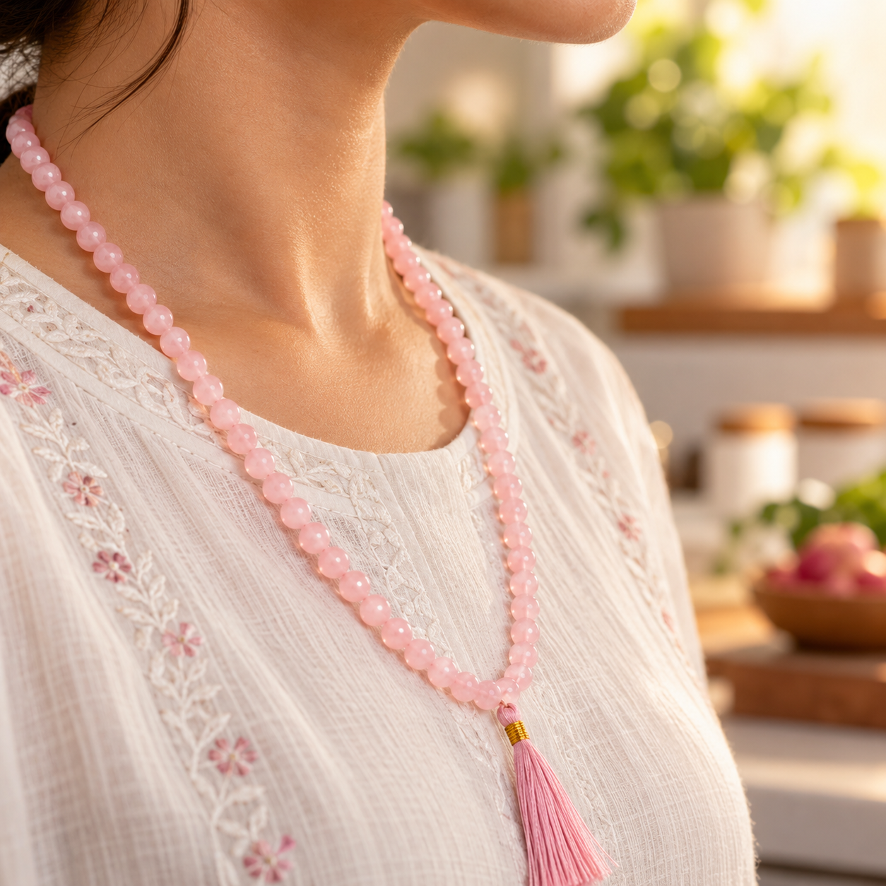 Rose Quartz Mala – Love & Harmony