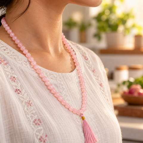Rose Quartz Mala – Love & Harmony