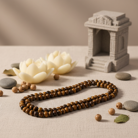 Crystal Mala for Self-confidence and Willpower - Tiger Eye